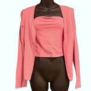 90s Paradox Pink Tube Top & Sweater Matching Set Women’s Small